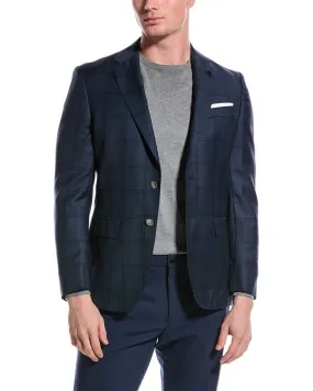 Hugo Boss Hutson Tonal Plaid Slim Fit Sport Coat 44R Navy Blue