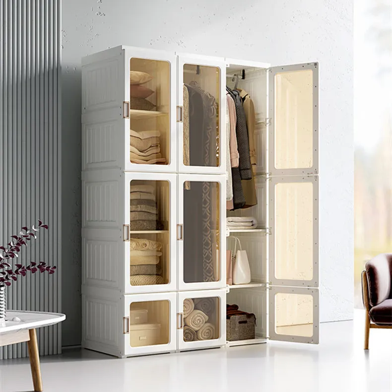 Installation-Free Folding Wardrobe, 12 Grids, Strong Magnetic Doors