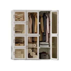 Installation-Free Folding Wardrobe, 12 Grids, Strong Magnetic Doors