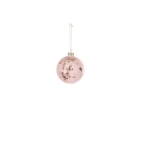 Jingles Glass Pink Soft Touch With Gold Bauble 8cm