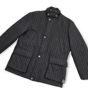 JOOP Men's Outerwear Warm Wool Jacket Coat Black Pinstriped Size Medium Polyester