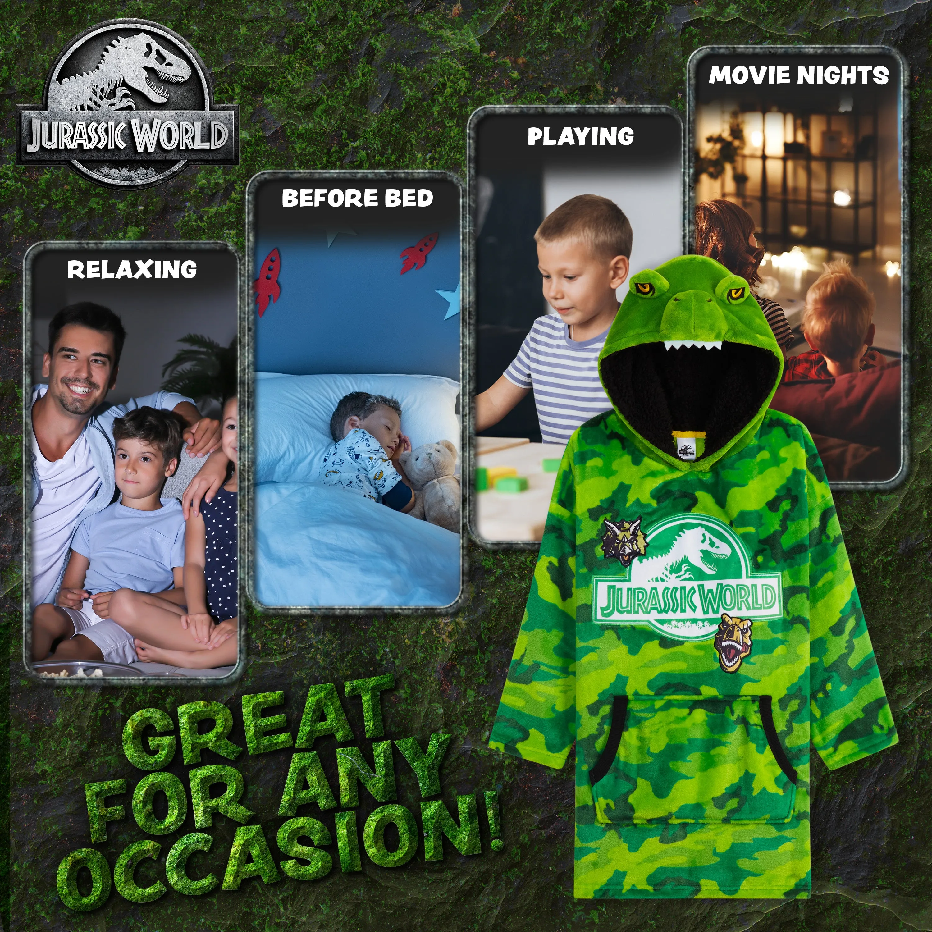 Jurassic World Blanket Hoodie - Jurassic World Fleece Oversized Hoodie