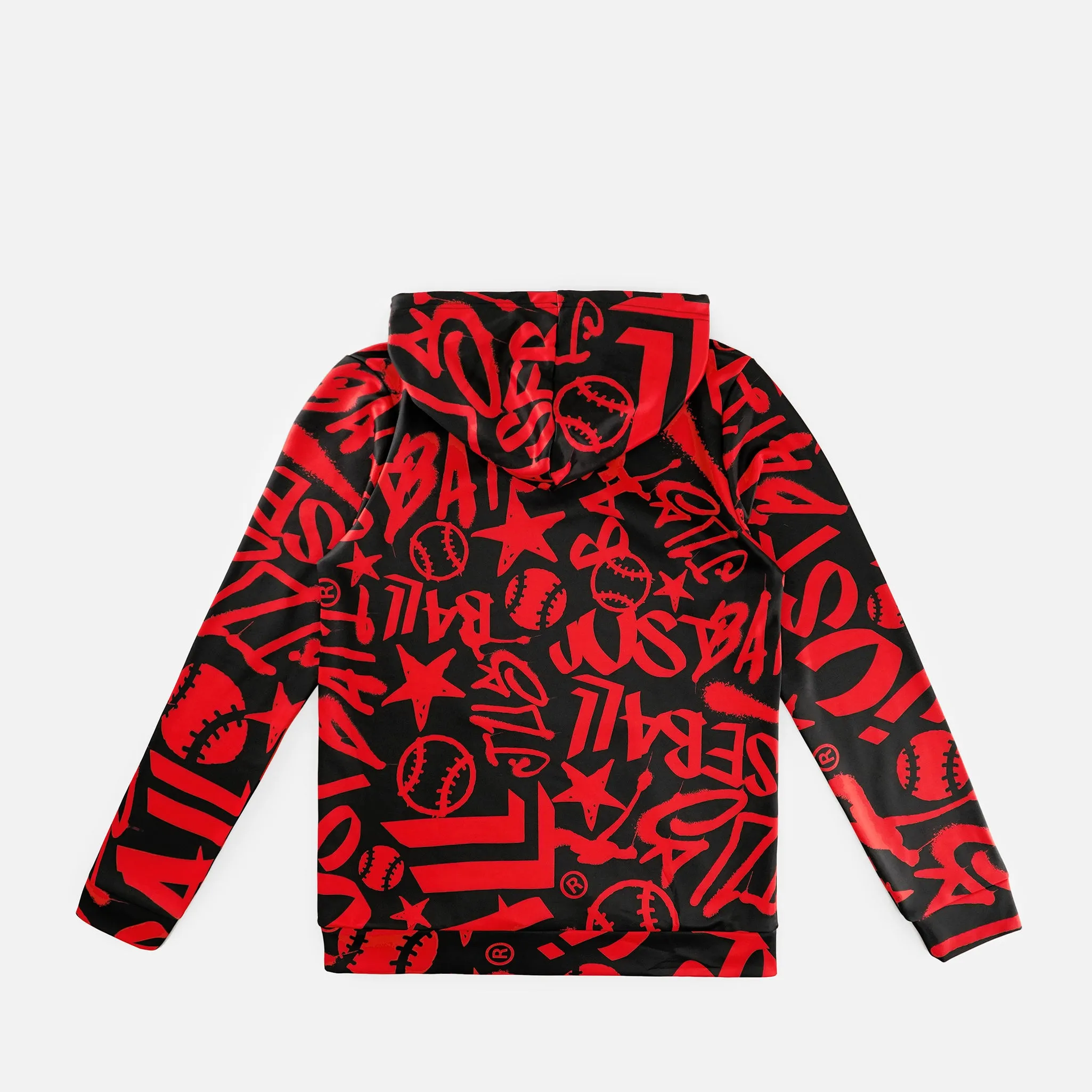 Just Ball Baseball Red Black Hoodie - Big