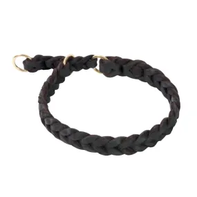 KLIN Braided Soft Leather Choke Collar with Stop, 22mm wide
