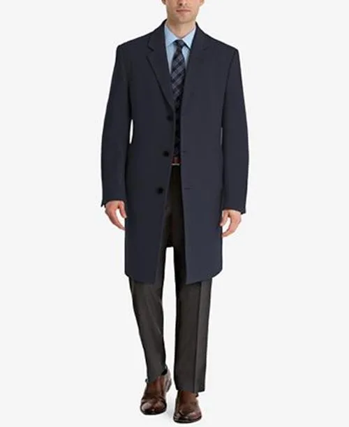 Lauren Ralph Lauren Mens Classic fit Overcoat Coat 36 R Blue Solid