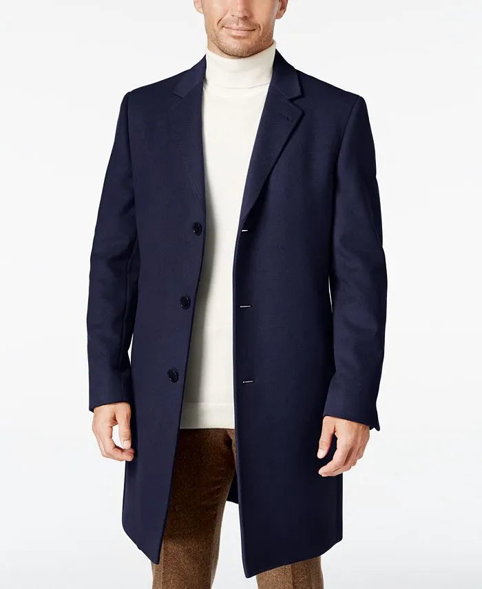 Lauren Ralph Lauren Mens Classic fit Overcoat Coat 36 R Blue Solid