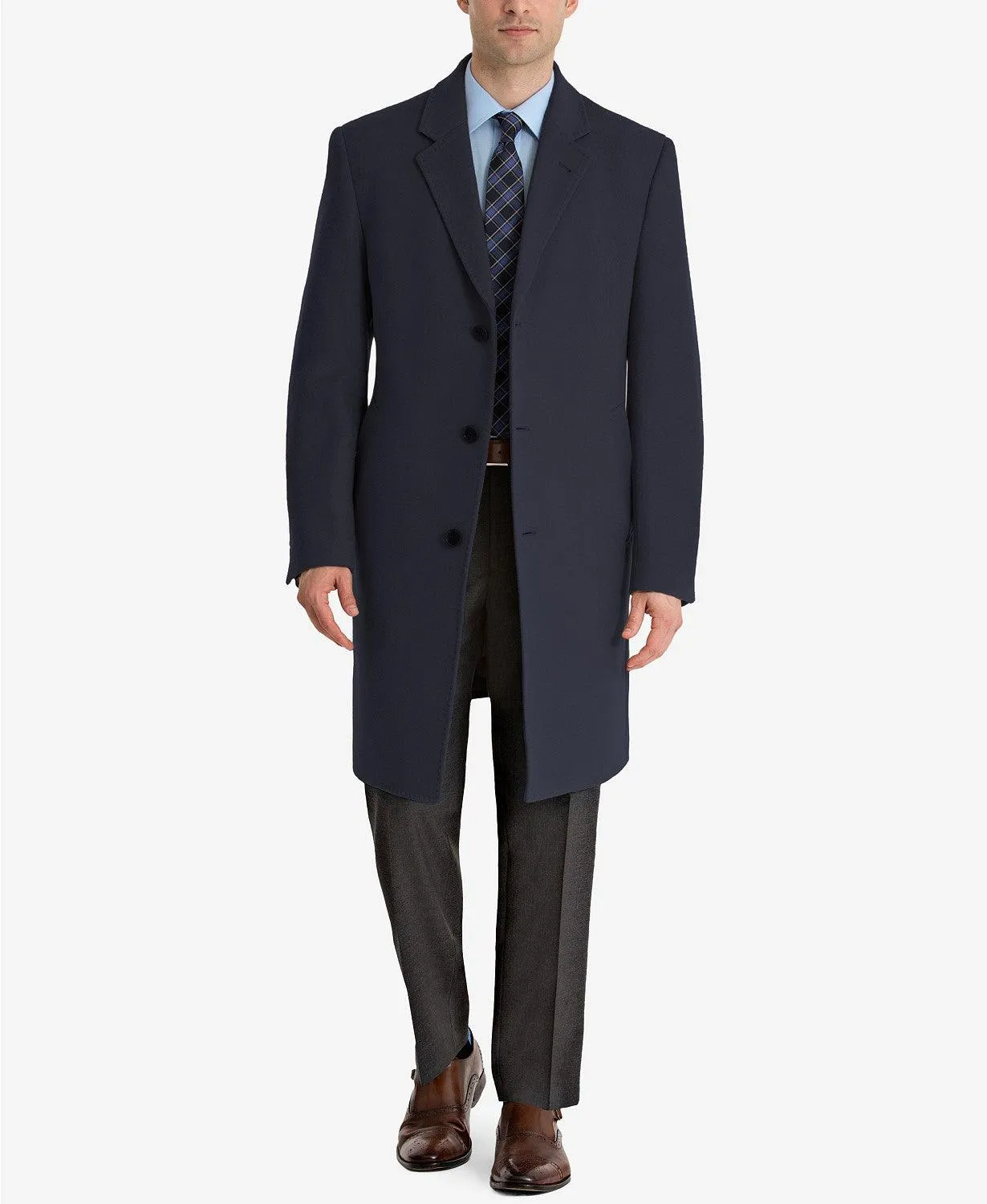 Lauren Ralph Lauren Mens Regular fit Overcoat Coat 38 S Navy Blue Solid