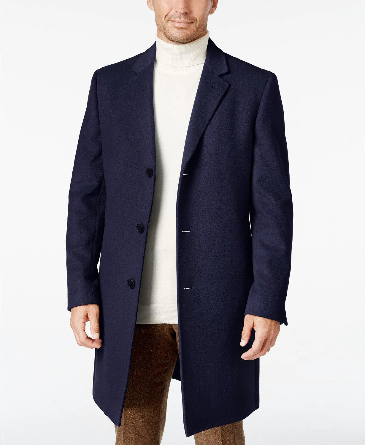 Lauren Ralph Lauren Mens Regular fit Overcoat Coat 38 S Navy Blue Solid