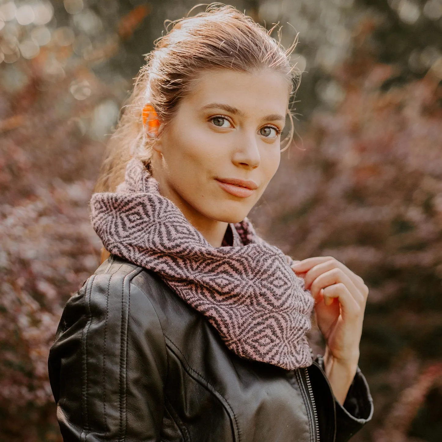 Lilac Purple Alpaca Wool Infinity Scarf
