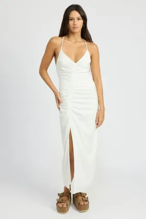 Lime Light Ruched Maxi Dress