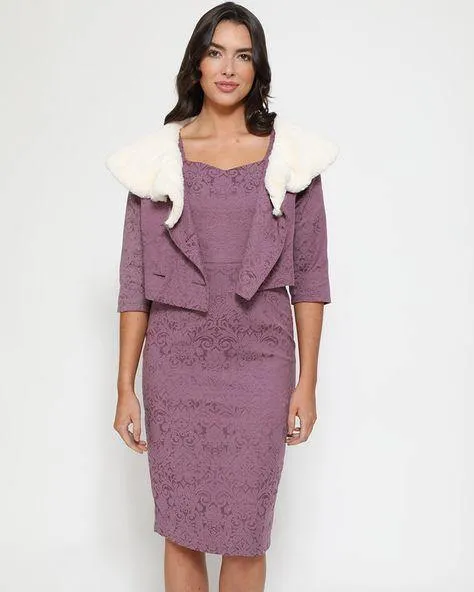 Lindy Bop Beverley Amethyst Pencil Dress Twin Set