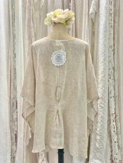 Linen beige poncho