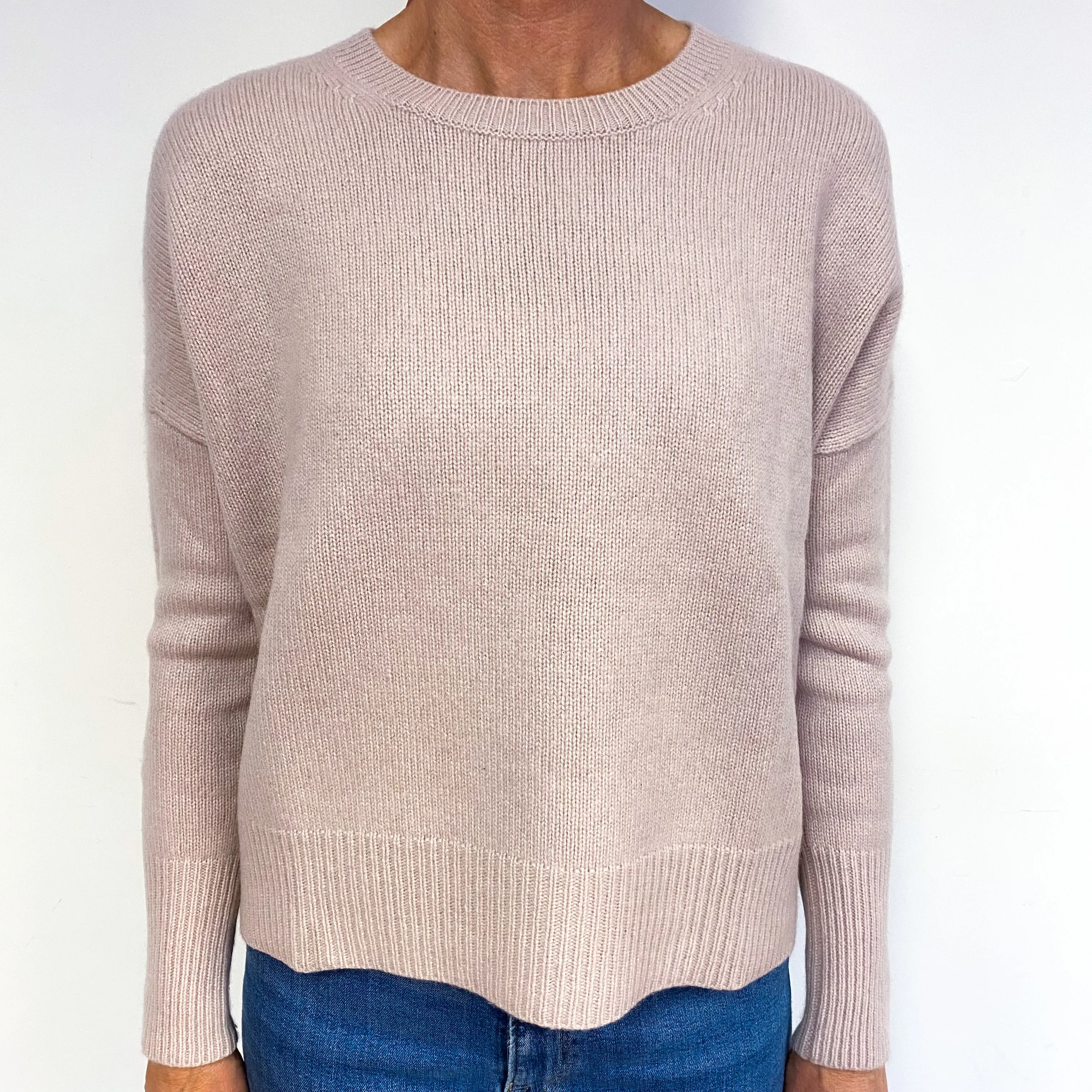 Lisa Yang Pale Nude Pink Cashmere Crew Neck Jumper Medium