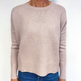 Lisa Yang Pale Nude Pink Cashmere Crew Neck Jumper Medium