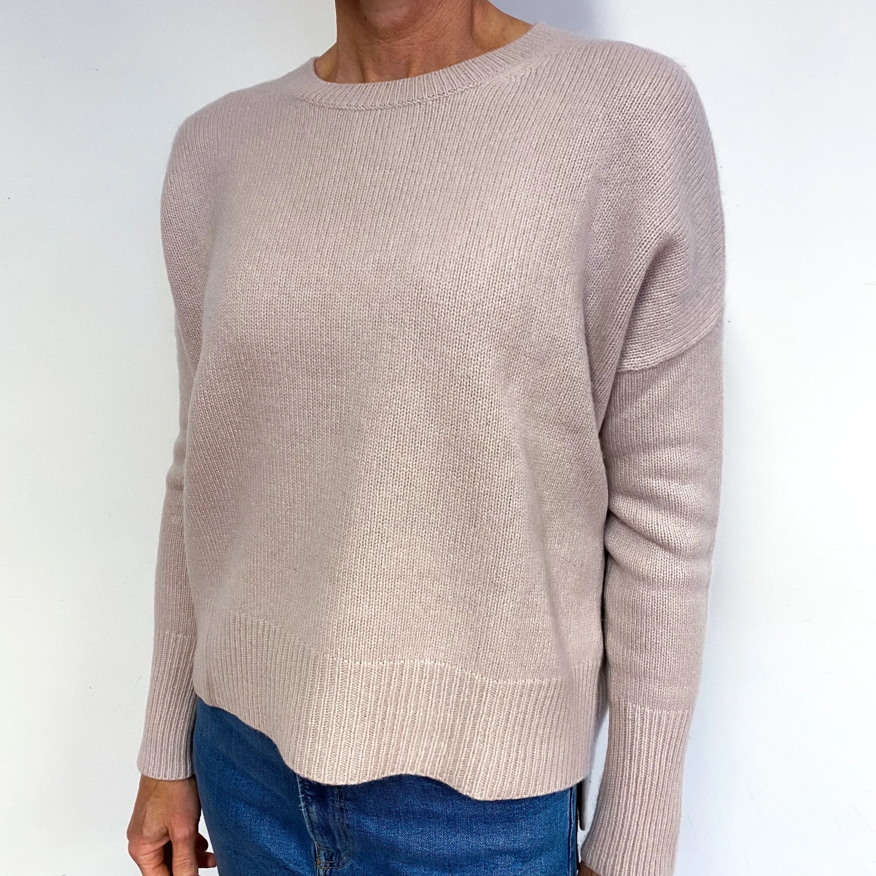 Lisa Yang Pale Nude Pink Cashmere Crew Neck Jumper Medium