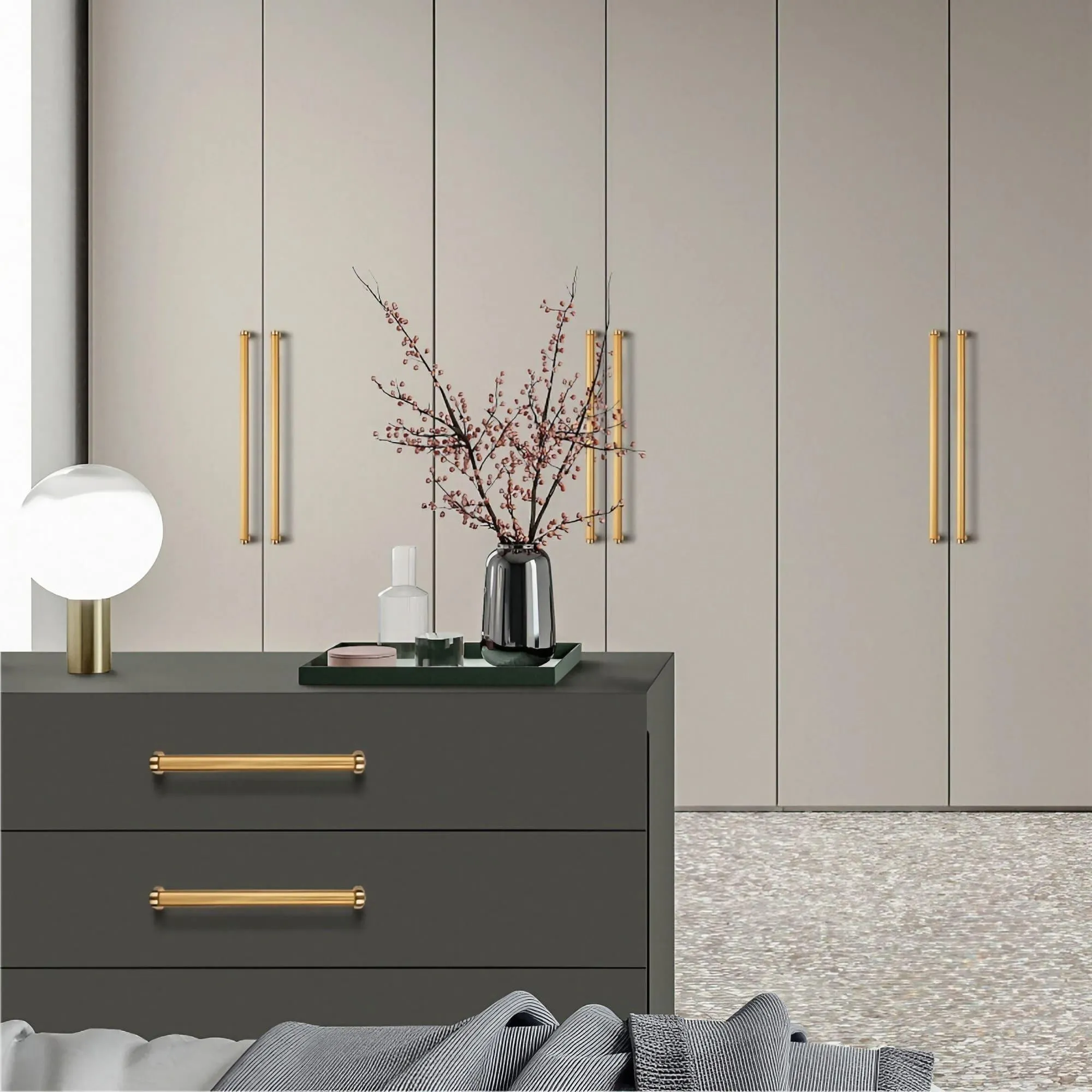 Long Gold Wardrobe Handles Luxury Bar Pulls Cabinet Handles