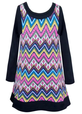 Long Sleeve Chevron Dress (R27206)