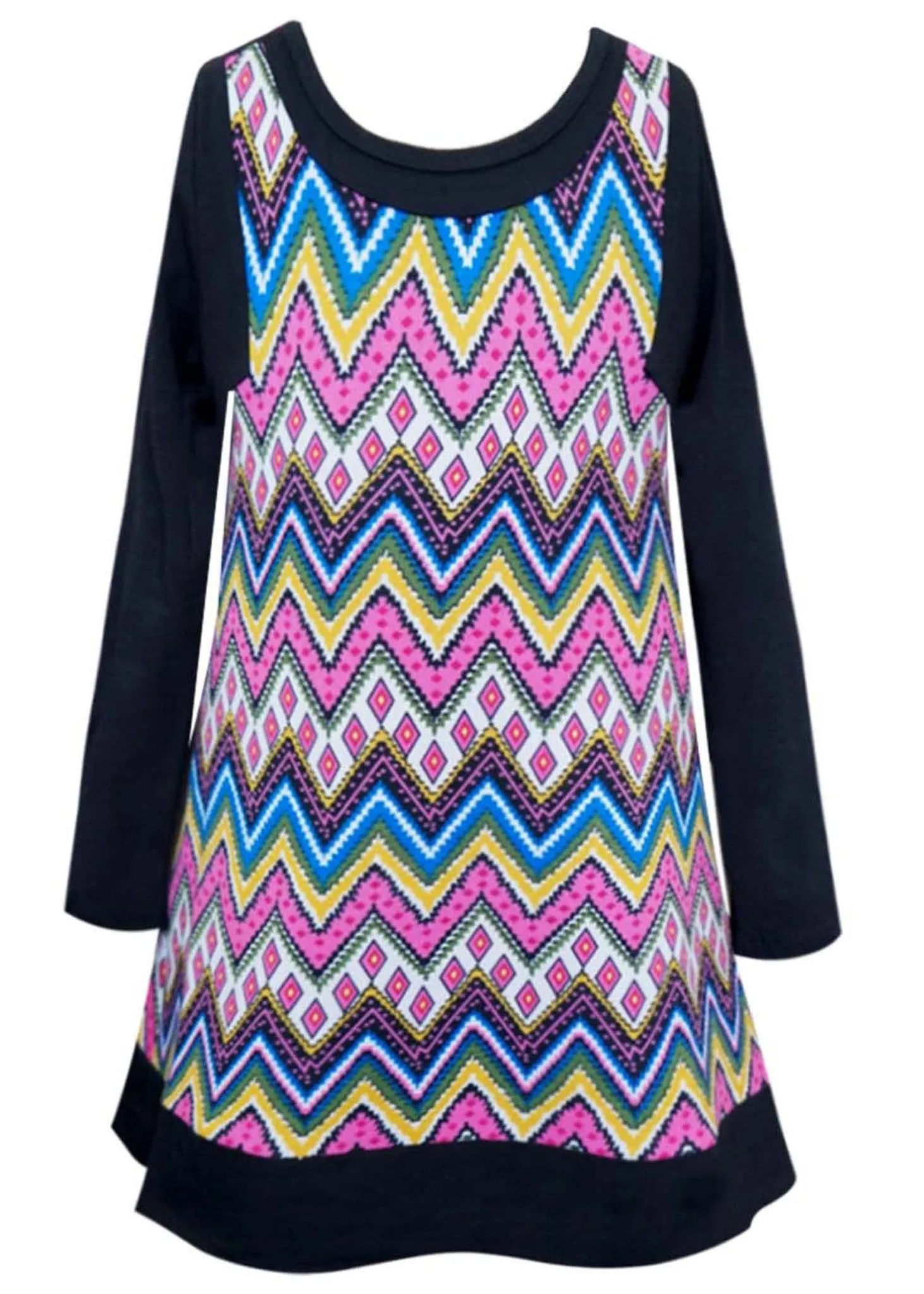 Long Sleeve Chevron Dress (R27206)
