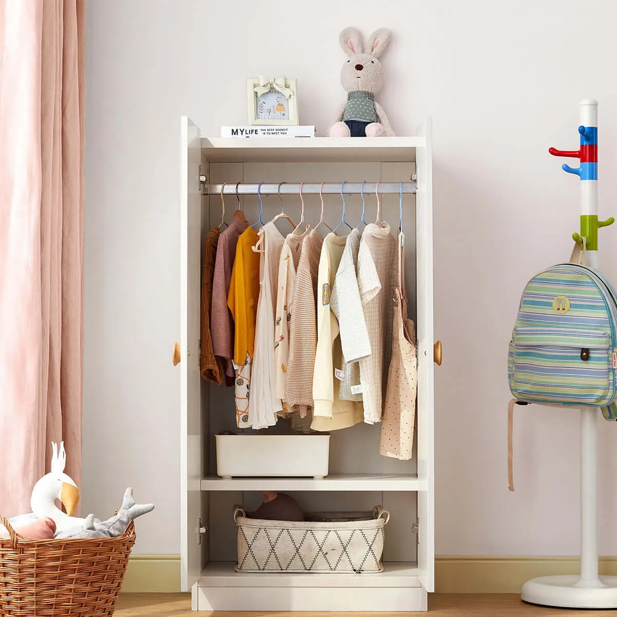 Lucas Kids White Wardrobe Cabinet