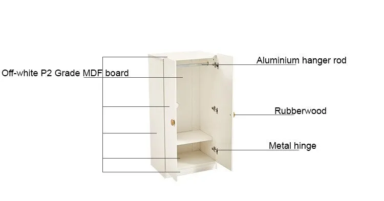Lucas Kids White Wardrobe Cabinet