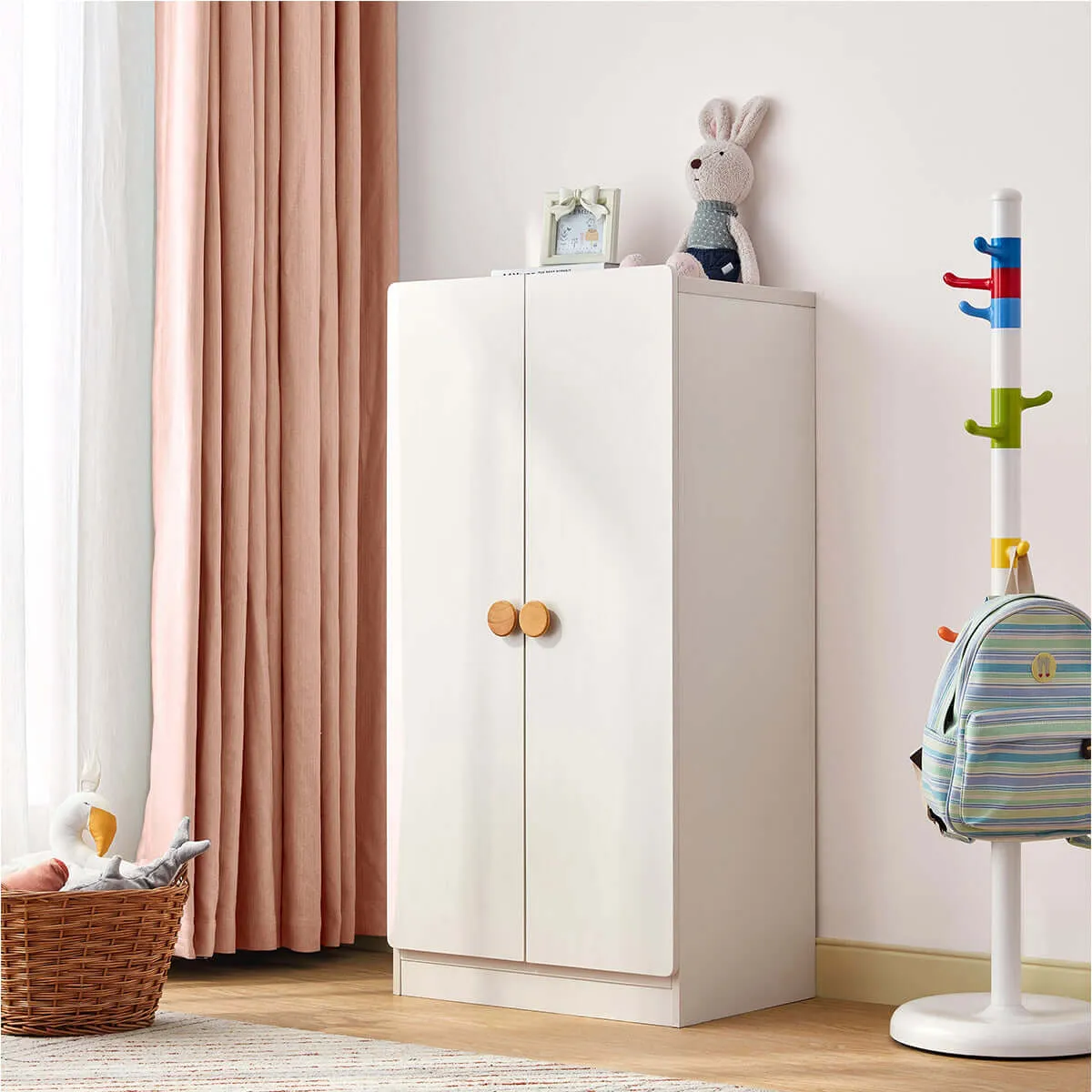 Lucas Kids White Wardrobe Cabinet