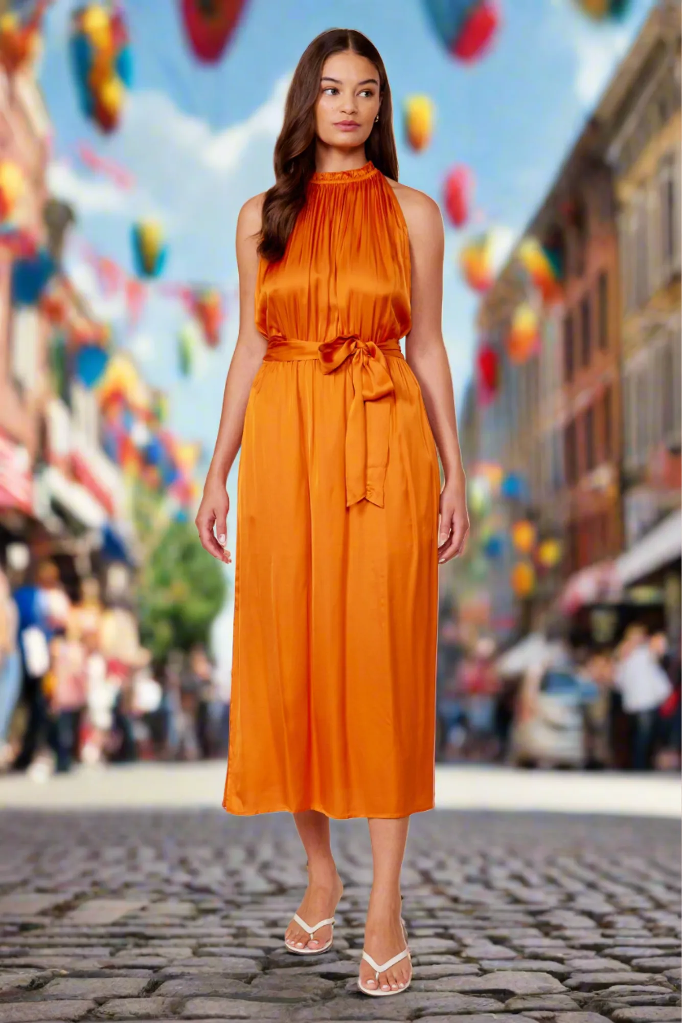 Lucy Paris Tenley Maxi Dress - Rust Orange