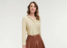 Lurex Button Through Shirt With Collar - Gold