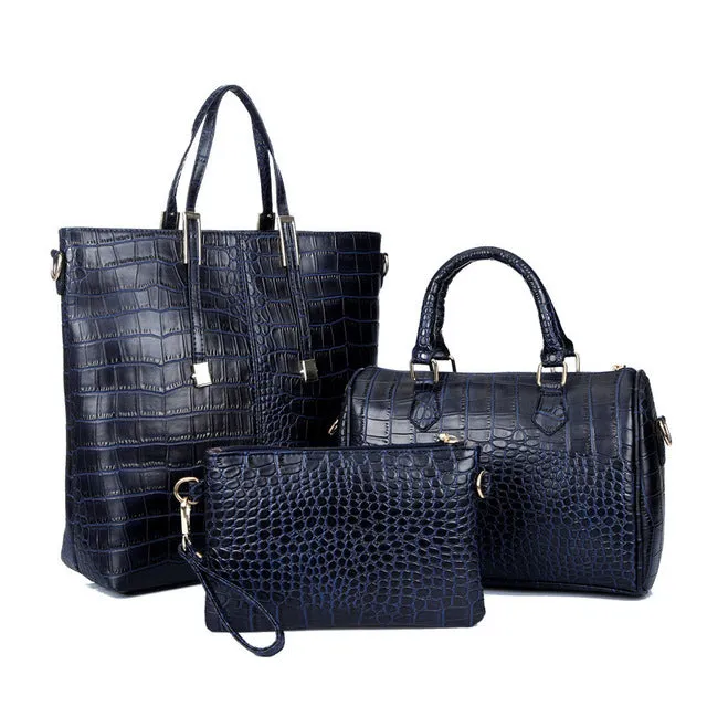 Luxury CrocChic 3 Piece Clutch Wallet Shoulder Bag