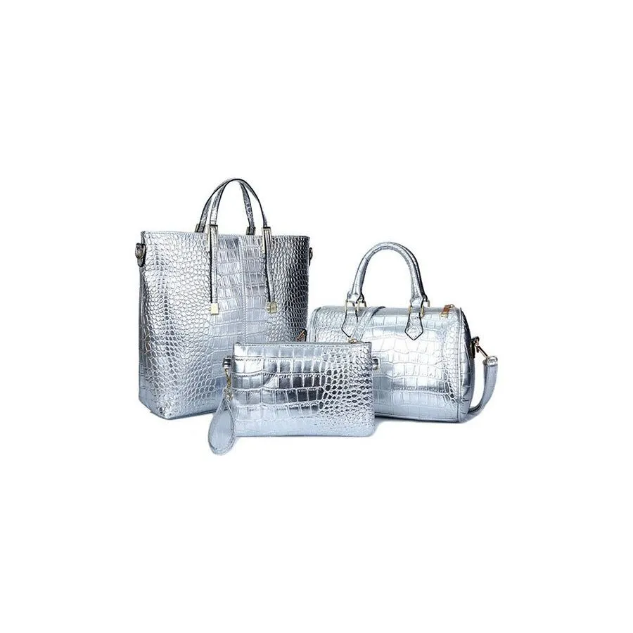 Luxury CrocChic 3 Piece Clutch Wallet Shoulder Bag