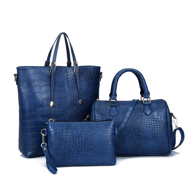 Luxury CrocChic 3 Piece Clutch Wallet Shoulder Bag