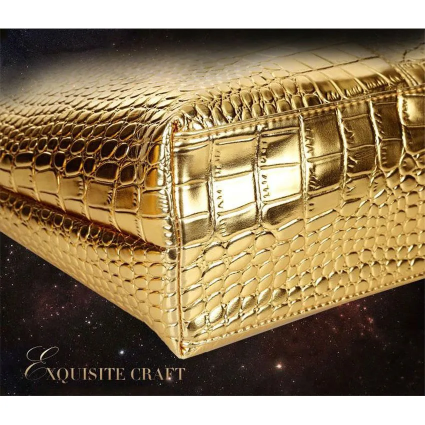 Luxury CrocChic 3 Piece Clutch Wallet Shoulder Bag