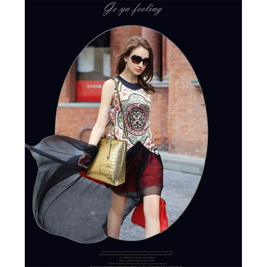 Luxury CrocChic 3 Piece Clutch Wallet Shoulder Bag