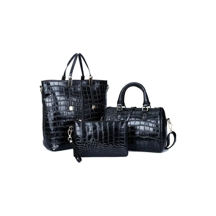 Luxury CrocChic 3 Piece Clutch Wallet Shoulder Bag