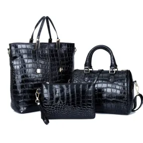 Luxury CrocChic 3 Piece Clutch Wallet Shoulder Bag