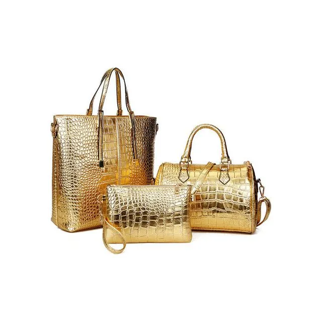 Luxury CrocChic 3 Piece Clutch Wallet Shoulder Bag