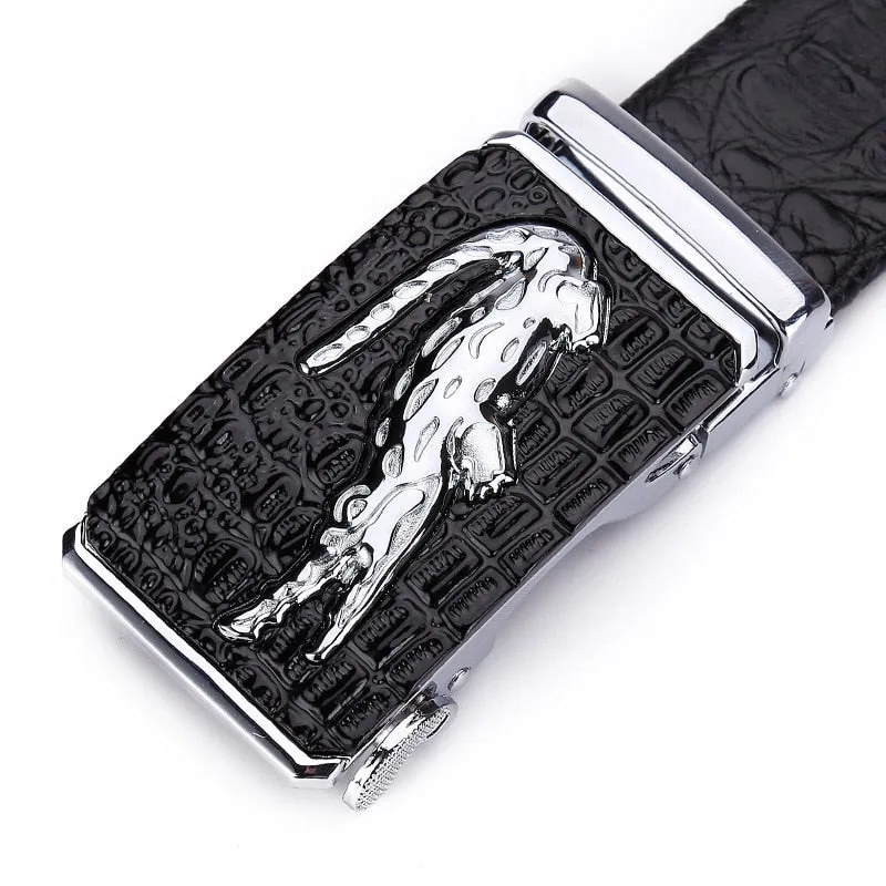 Luxury CrocTex Golden Copper Buckle Cow Skin Belt
