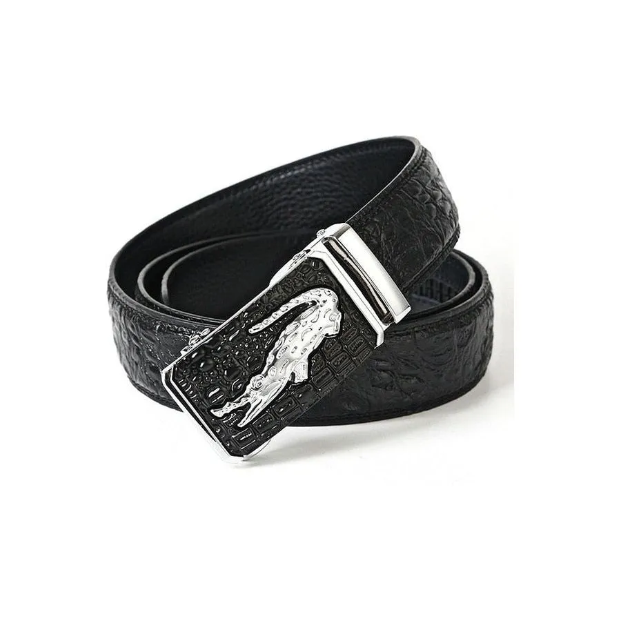 Luxury CrocTex Golden Copper Buckle Cow Skin Belt