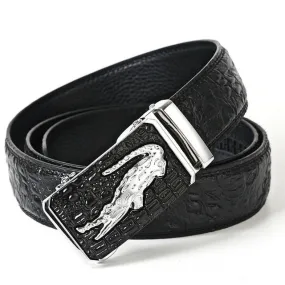 Luxury CrocTex Golden Copper Buckle Cow Skin Belt