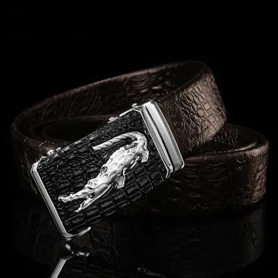 Luxury CrocTex Golden Copper Buckle Cow Skin Belt