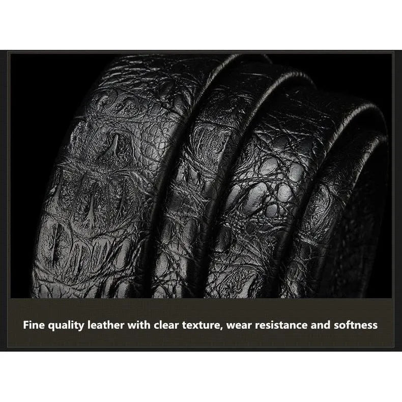 Luxury CrocTex Golden Copper Buckle Cow Skin Belt