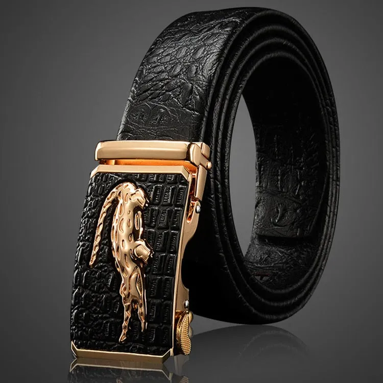 Luxury CrocTex Golden Copper Buckle Cow Skin Belt
