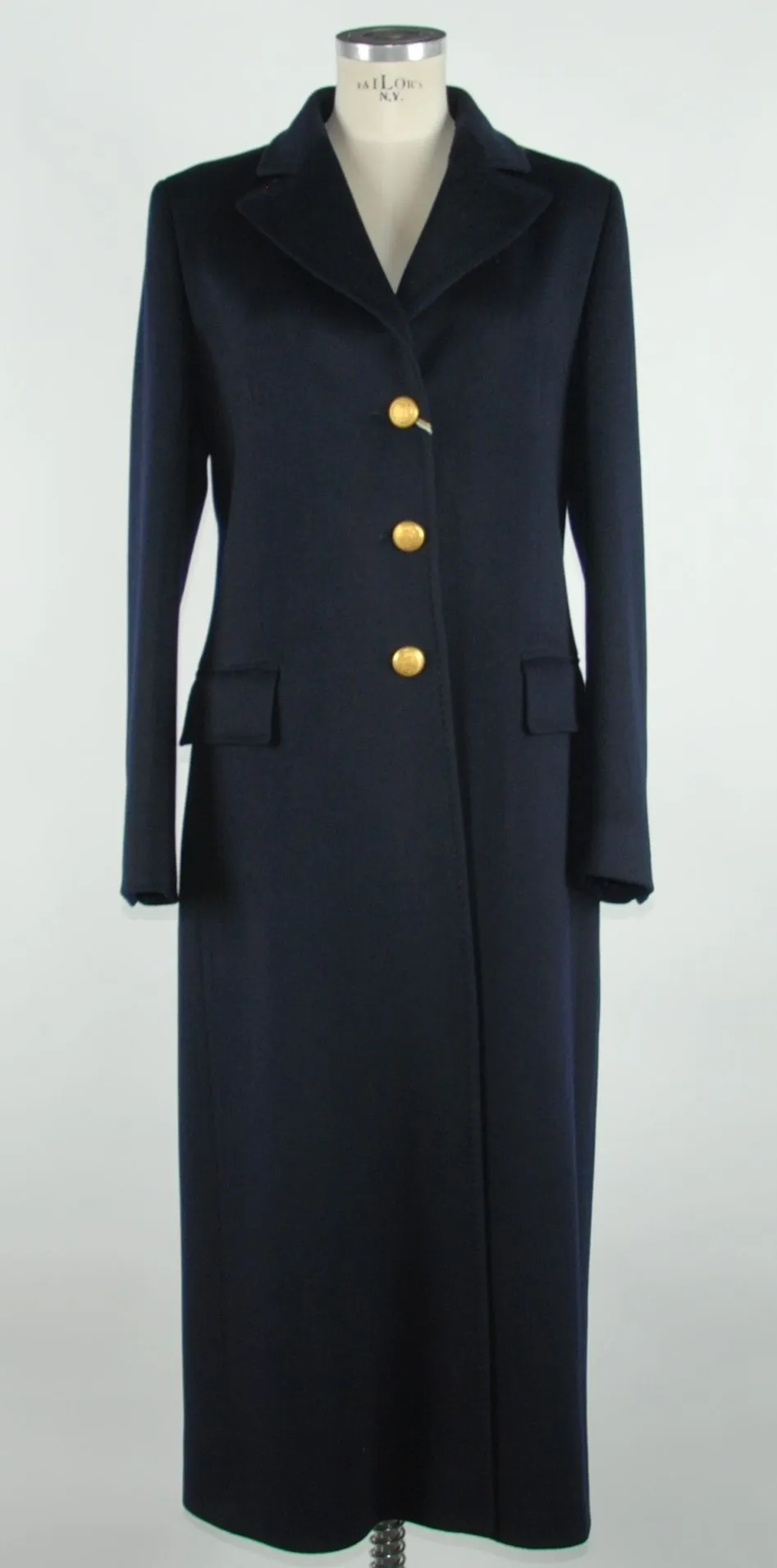 Made in Italy Elegant Blue Wool Coat For Women