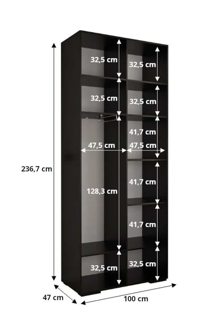 Manhattan I Hinged Door Wardrobe 100cm