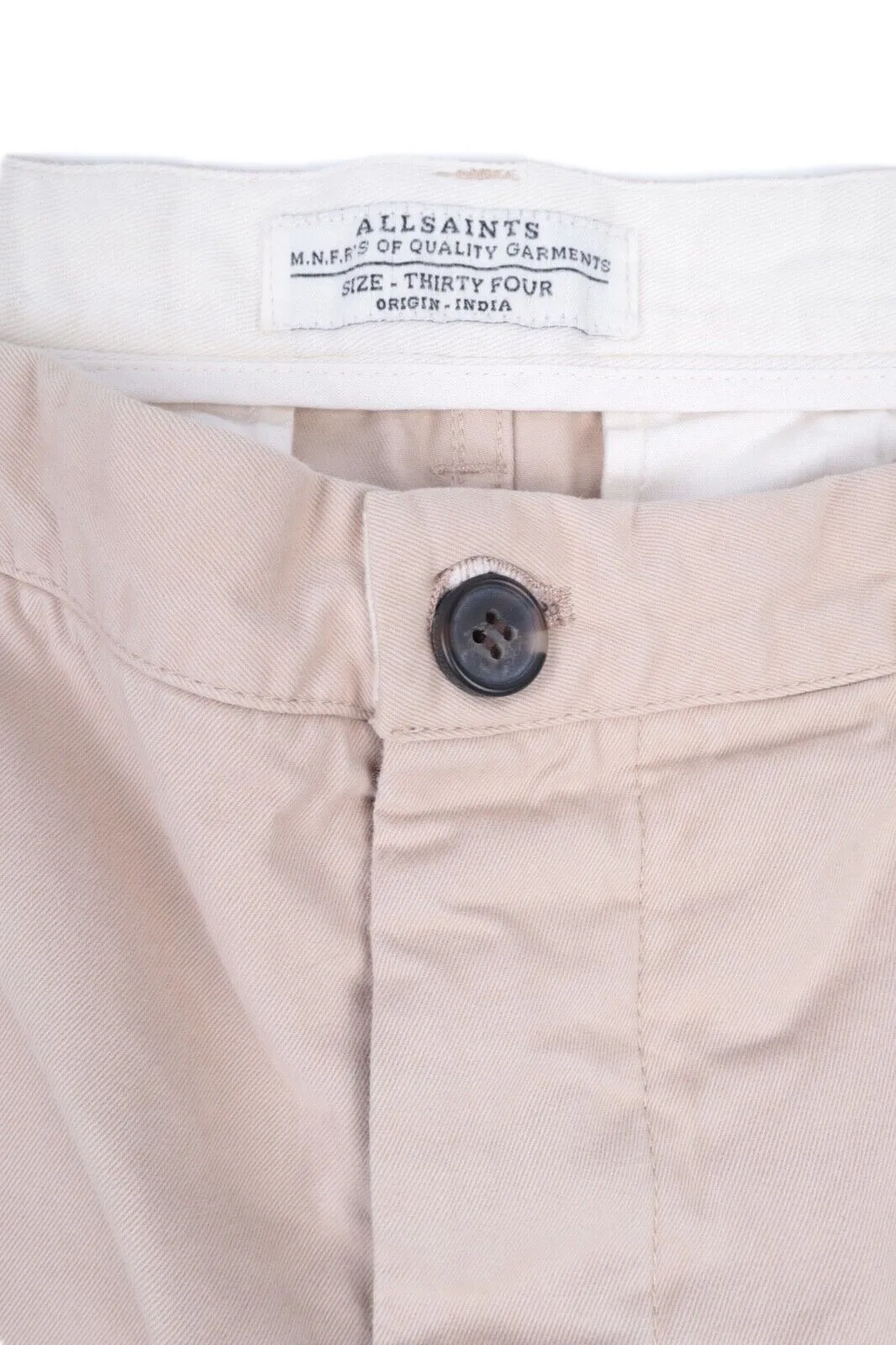 Men's ALLSAINTS Beige Cotton Chino Pants Casual Trousers Size 34