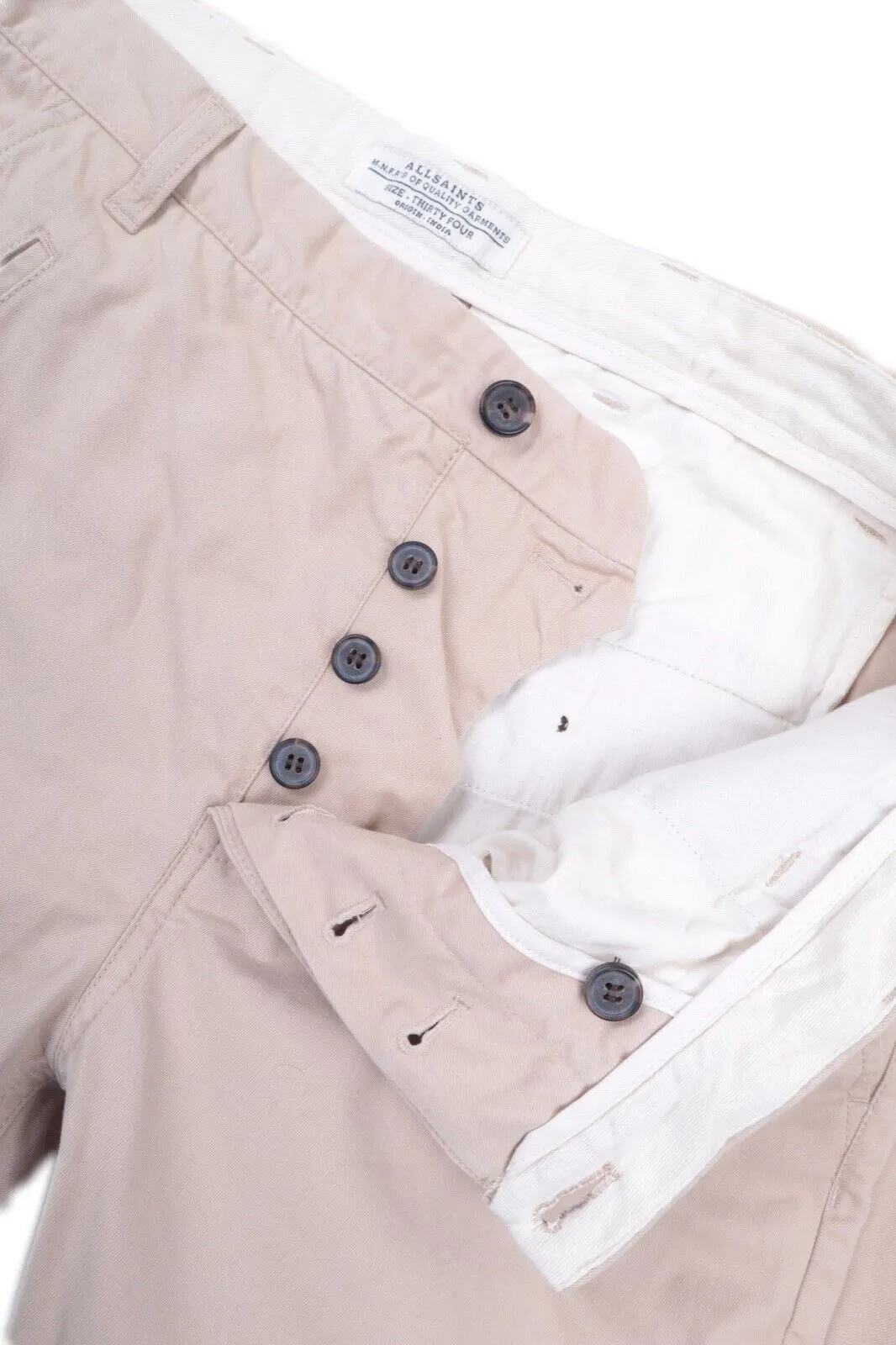 Men's ALLSAINTS Beige Cotton Chino Pants Casual Trousers Size 34