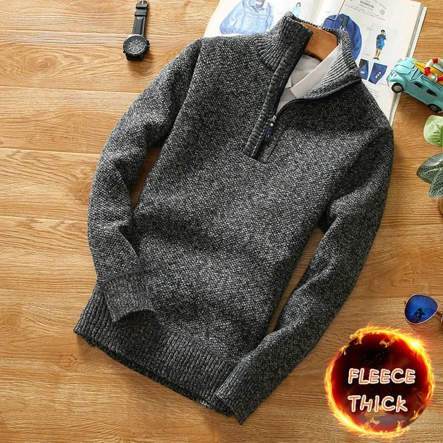 Men's Fleece Thicker  Zipper Turtleneck