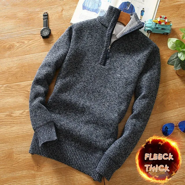 Men's Fleece Thicker  Zipper Turtleneck