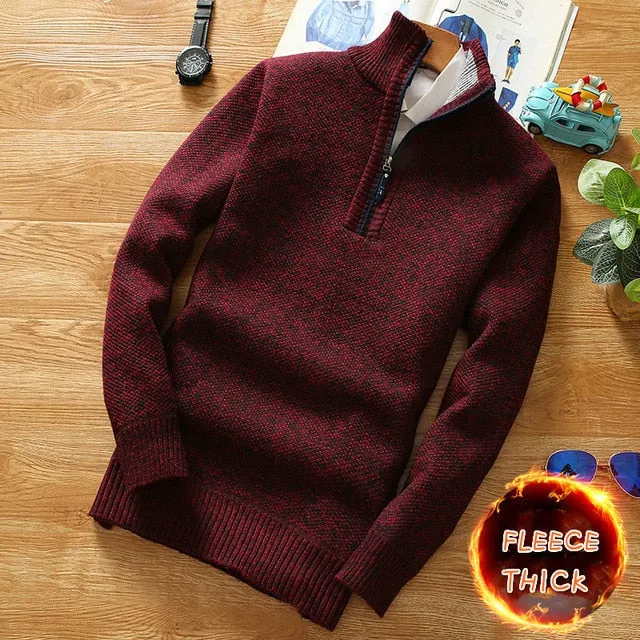 Men's Fleece Thicker  Zipper Turtleneck
