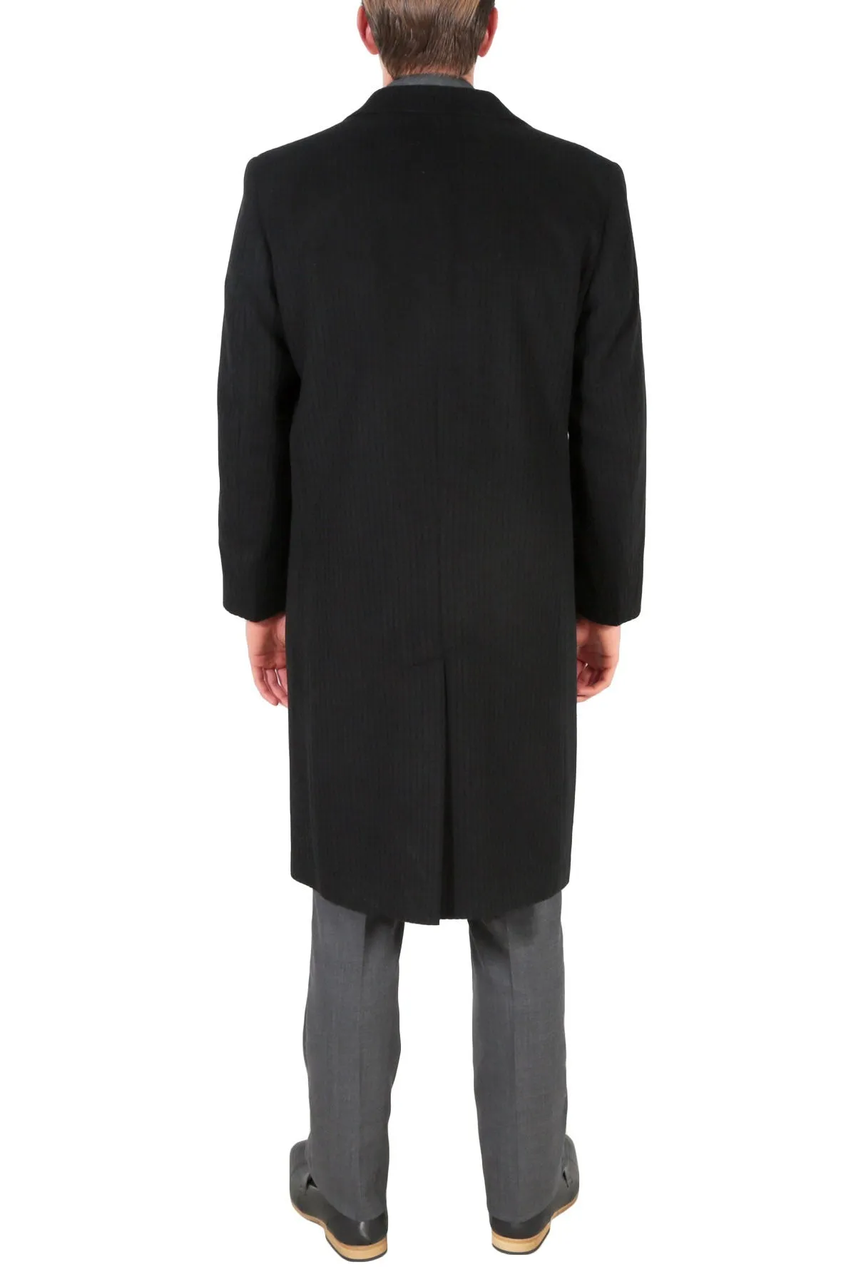 Men's Wool Black Tone Stripe Top Coat-Creed