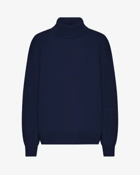 Merino Wool Turtleneck - Marine Blue